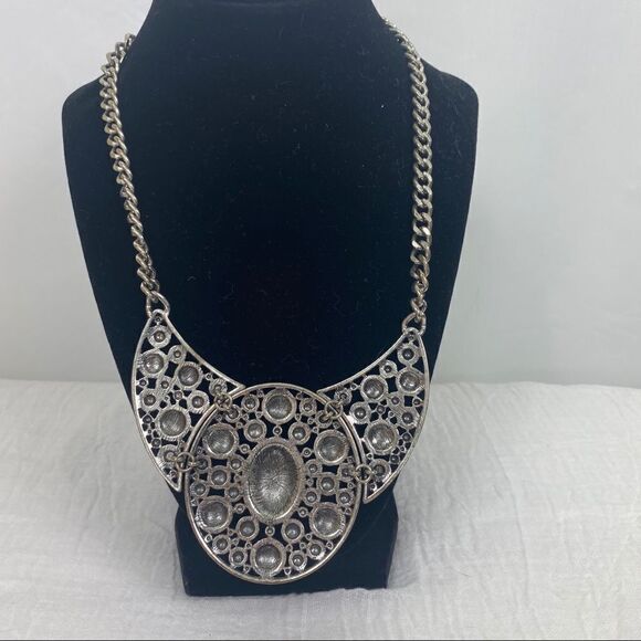 Silver Plated Statement Necklace - Picture 3 of 5